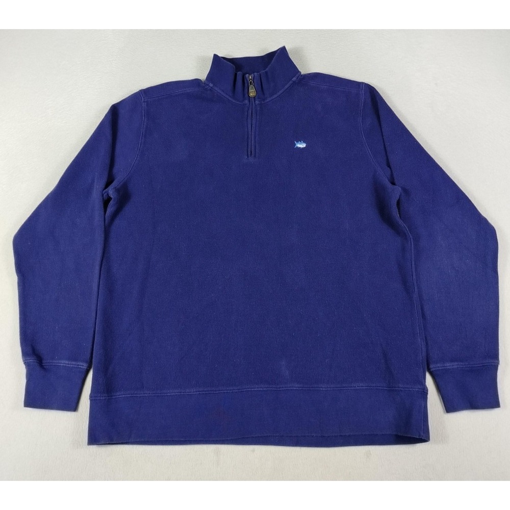Southern Tide Sweatshirt Mens Large Blue 1/4 Zip‎ Mock Neck Skipjack Fish Logo
